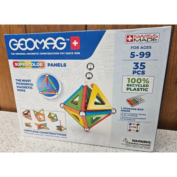 Geomag Supercolor Panels 35 Piece Set Magnetic STEM Toy Swiss Made Ages 5-99 - Picture 1 of 3
